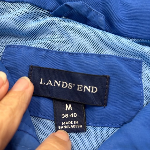 Lands' End Blue Hooded Lightweight Zip Up Jacket‎ Active Sporty Raincoat Medium - Picture 4 of 7